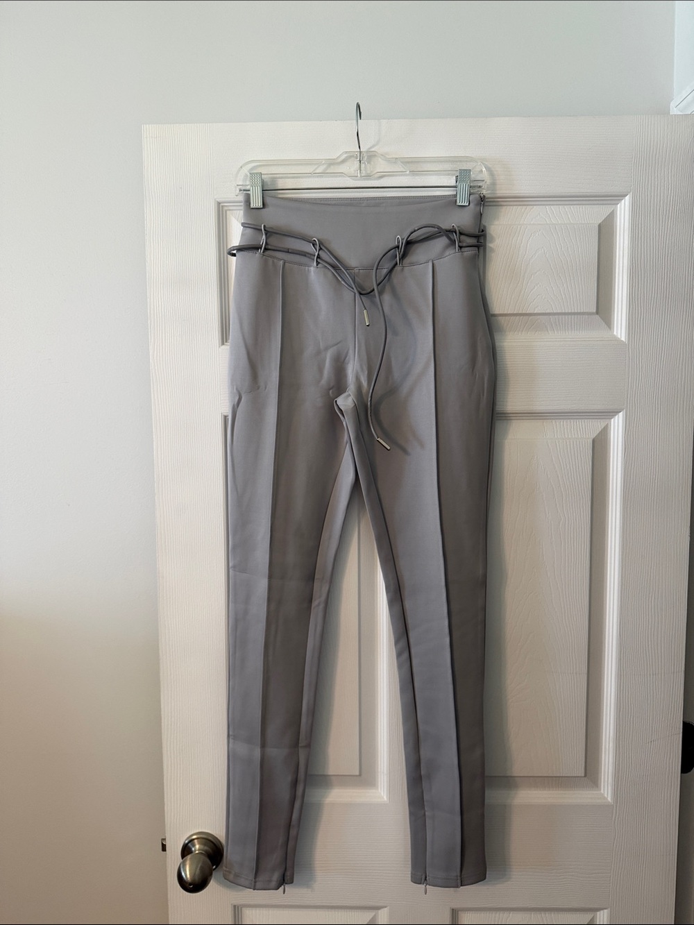 Manière De Voir Slim Fit Gray Dress Pants with Waist Tie size 10 brand new